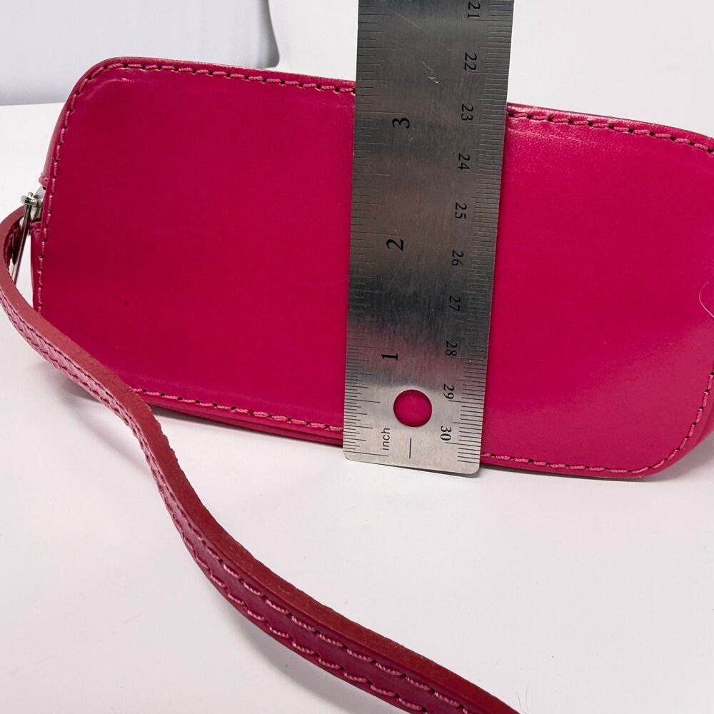 Vera Pelle Crossbody Handbag Italian Leather Hot Pink Italy Minimalist Purse - Picture 7 of 8